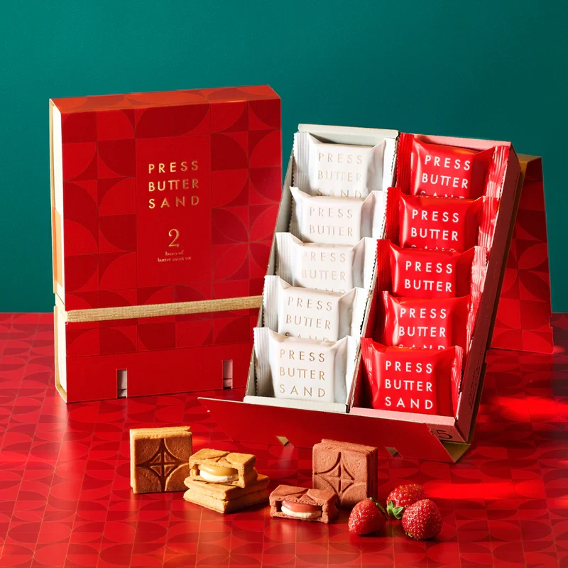【日本直郵】 日本 press butter sand 超人氣網紅餅乾 兩種口味奶油夾心餅乾組合裝 原味x草莓 2盒裝