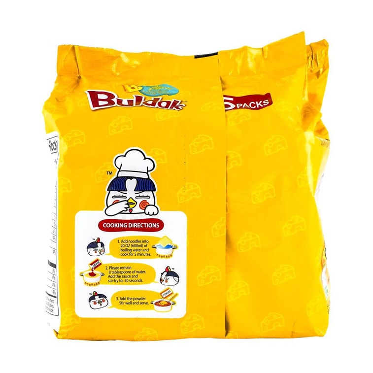 Korean Buldak Noodles Stir-Fried Ramen - Hot Chicken Flavor with Cheese, 5 Pack* 4.93 oz【Trending on TikTok】 12