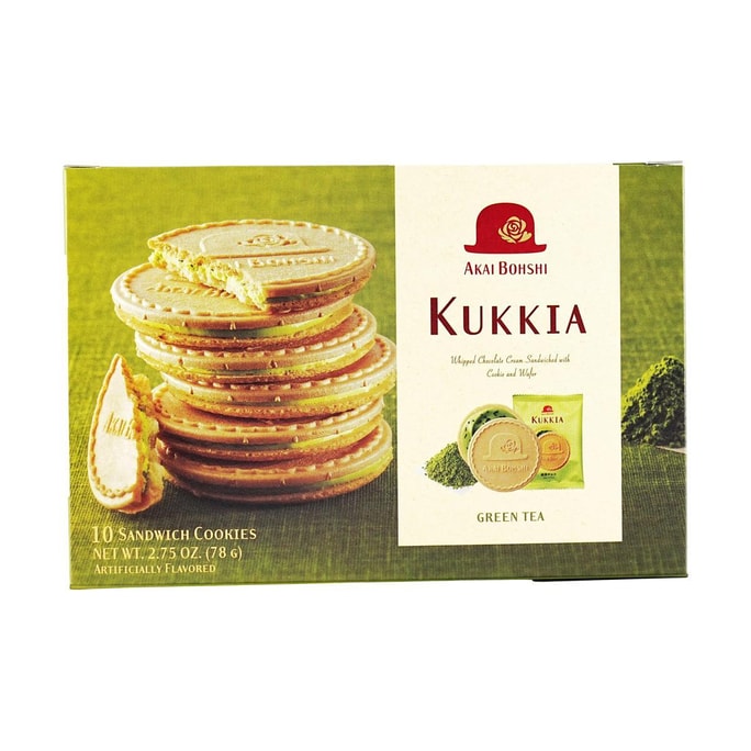 日本AKAIBOHSHI红帽子 抹茶夹心薄饼 袋装 10枚入 78g