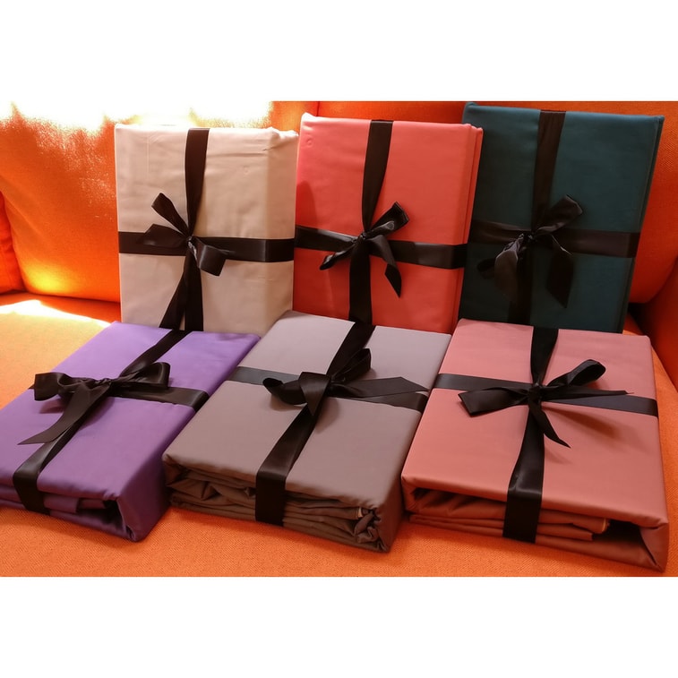 J.F.AMIEE 纯棉埃及棉800根高档长绒棉 正反两色被套三件套 被套枕套 玫瑰红/卡其 Queen/King 12