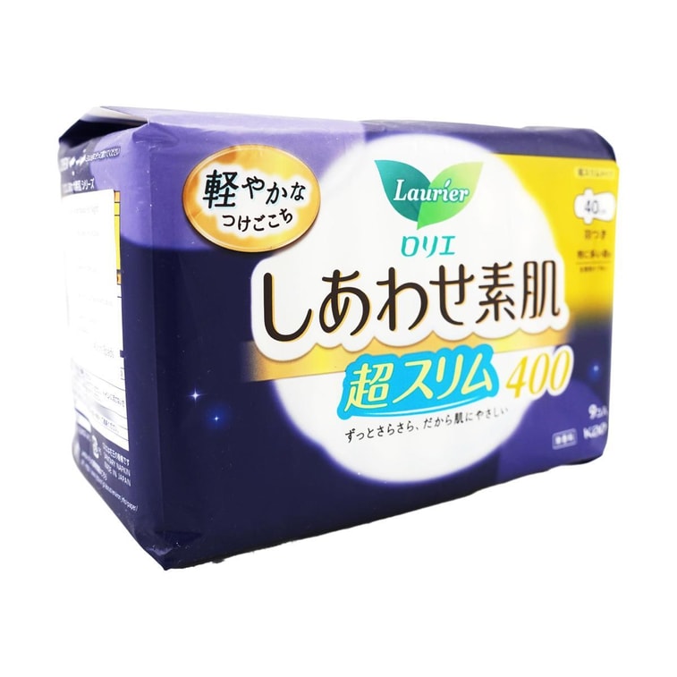 日本KAO花王 LAURIER乐而雅 F超薄超透气系列 超长量多棉柔卫生巾 温和无刺激 夜用400mm 9片入 8