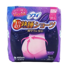 日本SOFY蘇菲 超熟睡透氣型安睡褲夜安褲 M~L 5枚入