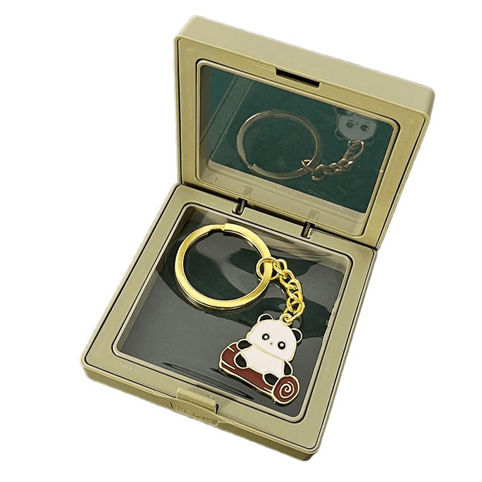 Chinese Style Cute Panda Keychain Small Gift Rolling Wood Panda 2.6*2.6cm