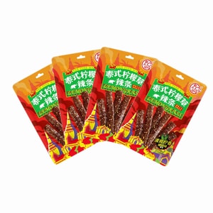 【中国直邮】 翻天娃 泰式柠檬草辣条辣条爆辣58g*4包