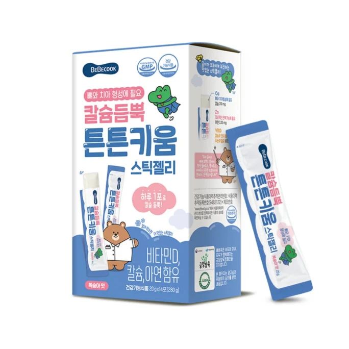 韩国BEBECOOK贝贝库 强壮成长宝宝补钙条状果冻 20g*14包 【水蜜桃味】【含钙锌维生素D】