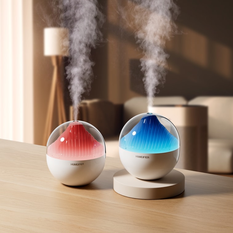 【中国空运直邮】 晶雅家 山水加湿器 usb静音卧室桌面空气家用小型雾化加湿器 粉色 一台装 4
