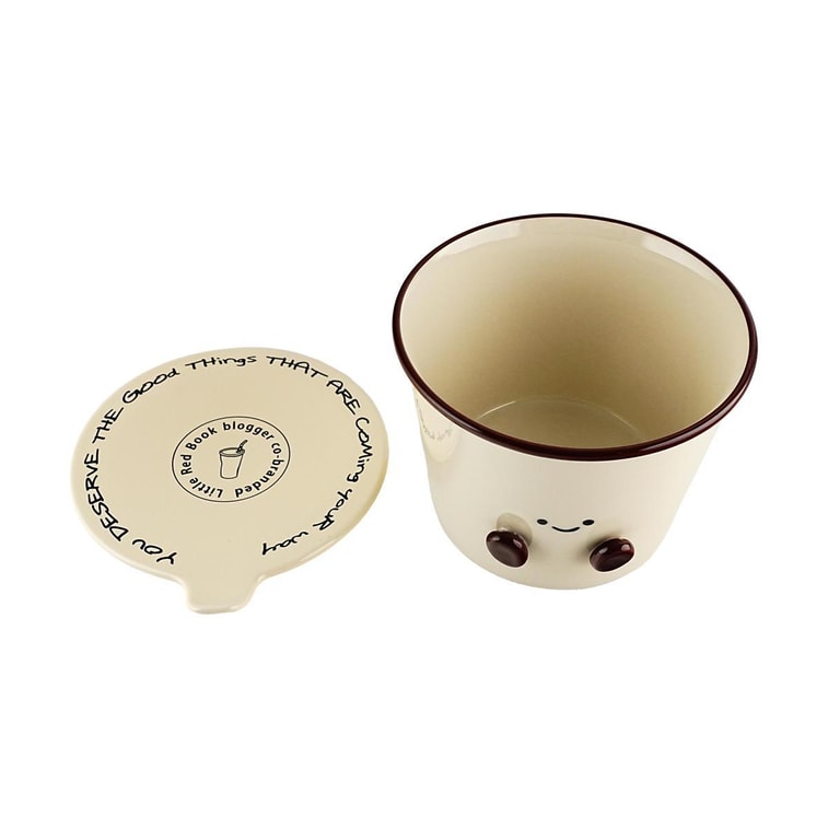 Cocoa Bean Series Covered Noodle Bowl, Ceramic, Large - Capacity for Microwave 7