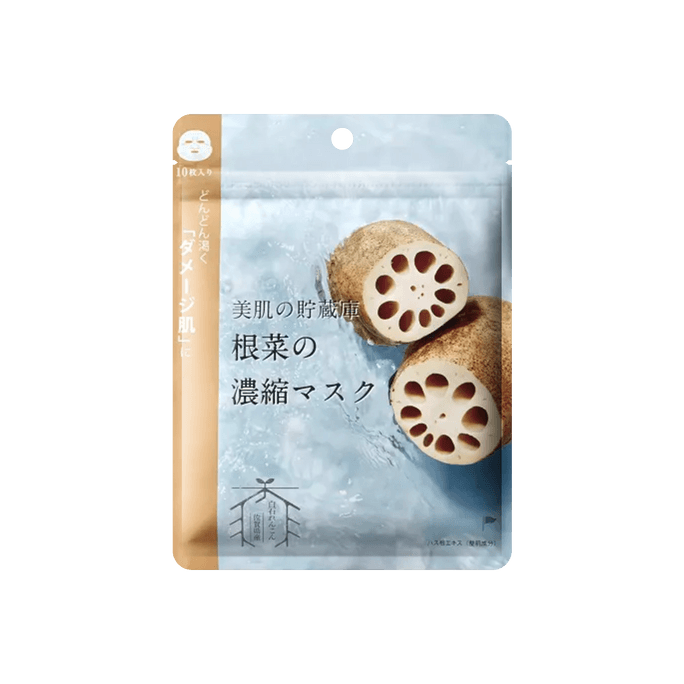 日本COSME NIPPON 美肌的貯蔵庫 根菜濃縮精華保濕面膜 蓮藕 10枚入