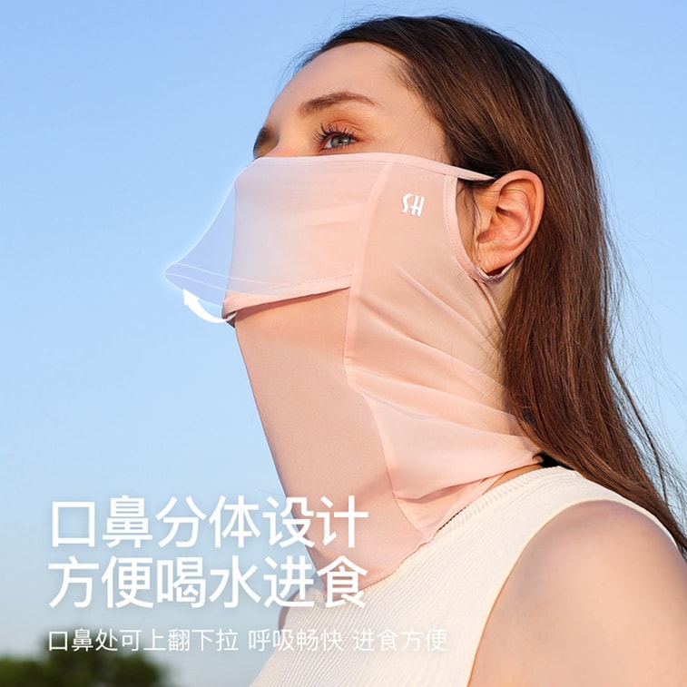 【中国からの直送】GoloveJoy アイスシルク日焼け止めフェイスマスク、桜ピンク/1枚、屋外用蚊よけ、通気性ガーゼ、UVカット 4