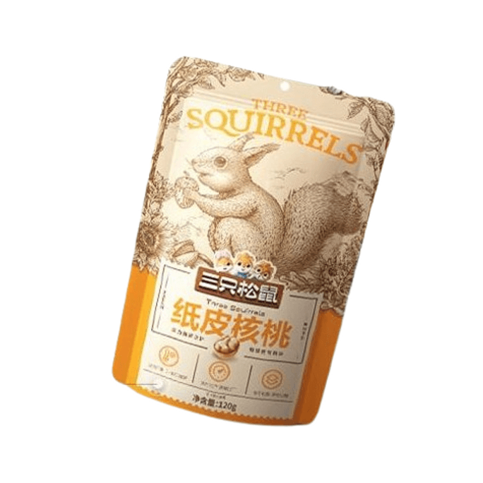 중국 세 다람쥐 종이 껍질 호두 볶은 씨앗 전문 말린 과일 얇은 껍질 호두 120g/가방