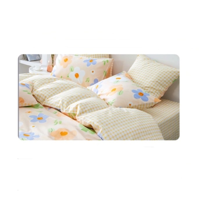 LifeEase Super Soft Aerobic Cotton Bedspread Set 4 Piece* Cream Orange