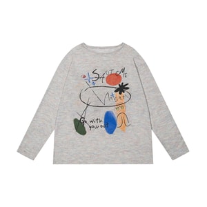 【中國直郵】 HSPM 新款日系復古慵懶風塗鴉印花長袖罩衫 印花 M