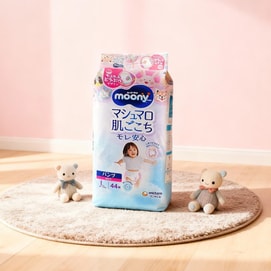 Japan MOONY Air Fit Series Baby Pull-Up Training Pants Girls' L Size, 19.84-30.86 lb 44 Piece