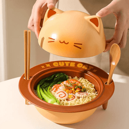 KAWASIMAYA Cat Planet Noodle Bowl Ceramic Tableware Gift Set with ...