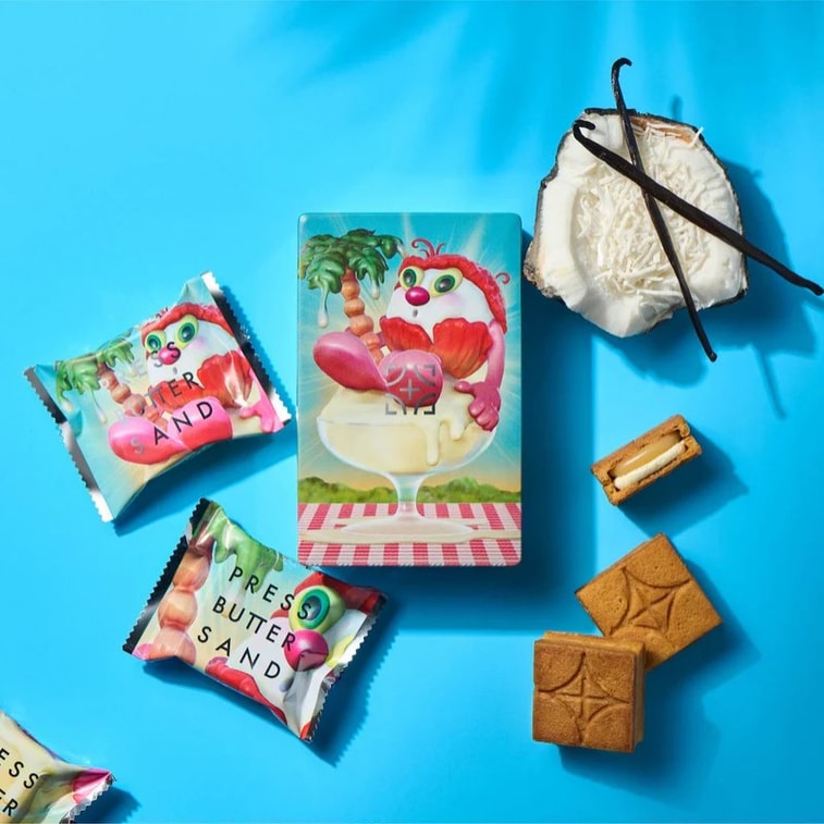 【日本直邮】 日本 press butter sand 艺术家联名限定款 香草椰子黄油夹心曲奇 4枚装 5