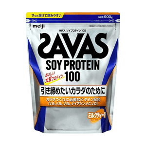 【日本直送】明治 ソイプロテイン 900g ミルクティー風味。大豆プロテインと必須ビタミンを独自にブレンドした粉末プロテインです。