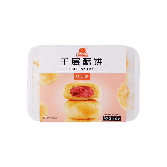 果子町園道 千層酥餅 紅豆味 250g 【酥脆香甜 0反式脂肪】