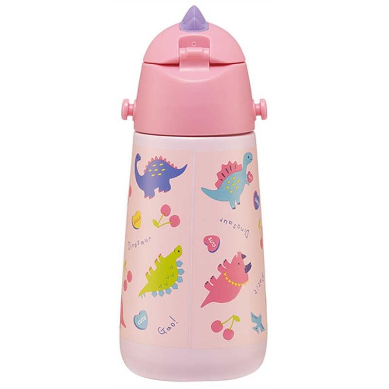 【日本直邮】SKATER 斯凯达 宝宝不锈钢吸管杯保温杯 粉色恐龙款 370ml 6