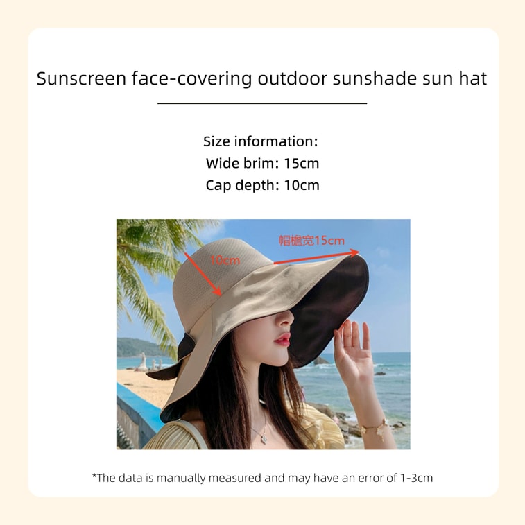 New Women's Large Brim Sun Hat Summer UV Protection Wide Brim Fisherman Hat Thin Face Covering Sun Hat With Adjustable Head Circumference, Khaki F 8