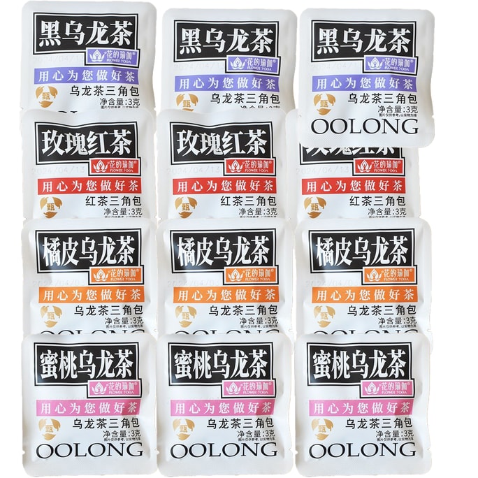 Oga of Flowers [Black OolongTea3g*3 Rose Tea 3g*3 Orange Peel OTea 3g*3 Peach Tea 3g * 3] 4 mixed Flavors 12 Bags