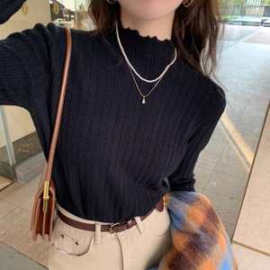 New Interior Slimming Base Knitted Sweater Black S