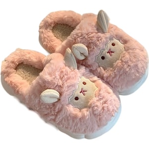 Cute Little Sheep Autumn And Winter Cotton Slippers Lady Bag With Month Shoes Non-Slip Not-Bag With Pink 38-39 1 Pair