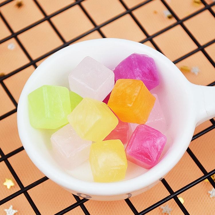Japanese Bourbon fruit-flavored hard candies colorful square