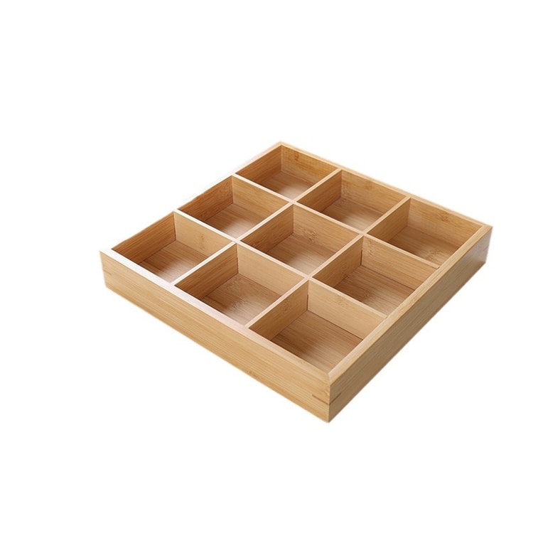 慢時光 竹木火鍋拼盤 九宮格托盤 火鍋格子 網紅火鍋店創意竹製蔬菜肉烤肉配菜盤子 圍爐煮茶托盤 乾果盤 水果點心收納盒 糖果瓜子零食擺放茶點盤 日料 日式調味料碟 【九宮格帶9個小碟子】 6