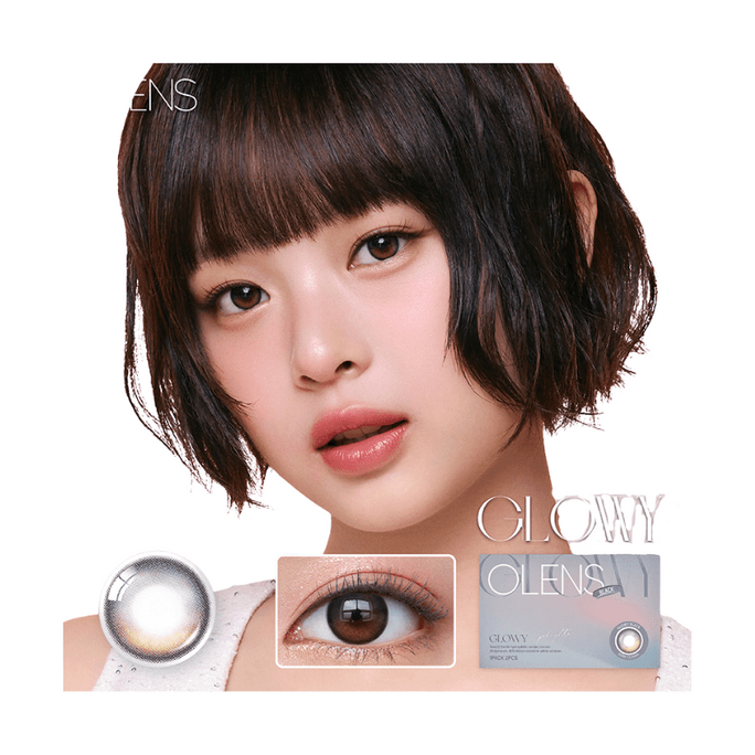 [중국 직송] 한국산 O-LENS 아이라이터 글로위 [글라스 블랙] 블랙 컬러 콘택트렌즈 (6개월 일회용) 소구경 내추럴 1팩 [1쌍 필요시 2개 주문] 0