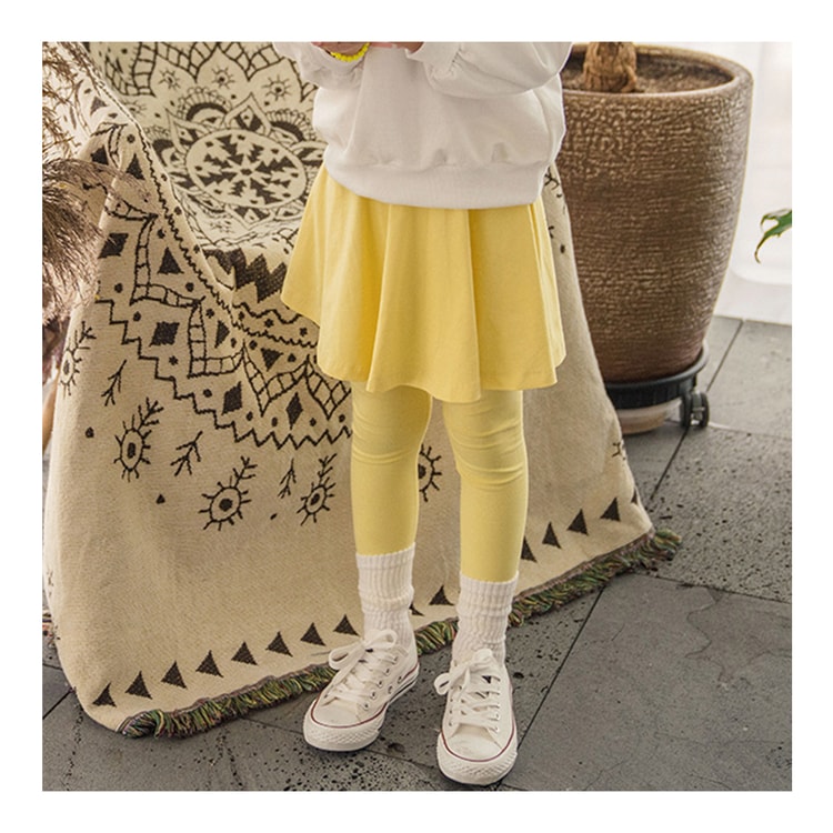 Kid Girl Stretch Cotton Flare Skirt Leggings #Yellow Size M(5-6 years)