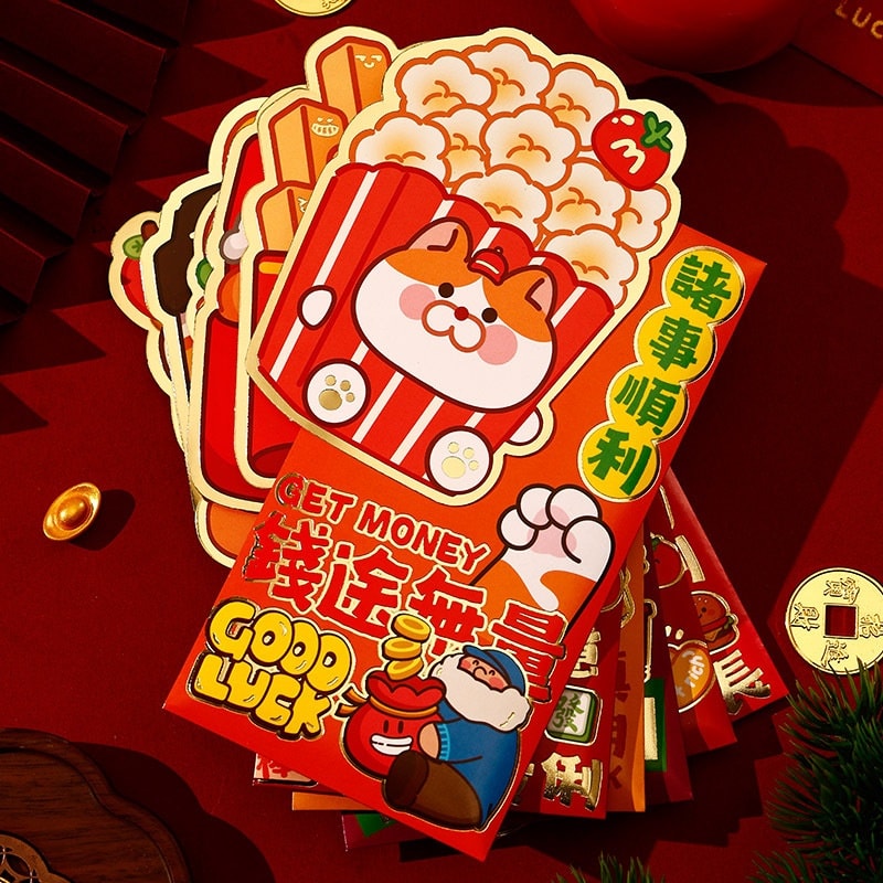 【中國直郵】 親太太 2026馬年新款立體造型卡通紅包大號利是封新年壓歲利是封 六個裝 8.8*16.8cm 34款