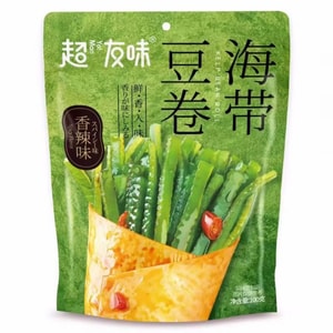 Spicy Kelp Bean Roll, Seaweed Stuffed Soy Skin Snack, Crispy & Savory Plant-Based Protein, 100g*1 Bag
