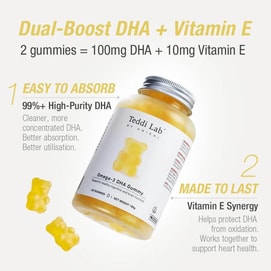 澳洲UNICHI Teddi Lab 欧米伽3 DHA 软糖 脑眼营养补充 60粒