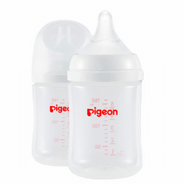 Pigeon PP Nursing Bottle Wide Neck | Easy To Clean | 5.4 Oz(Pack of 2) Includes 2Pcs SS Nipples (0m+)