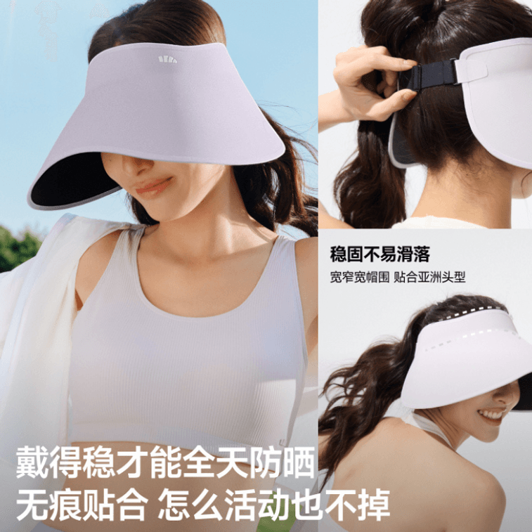 蕉下 灯罩式全脸遮阳帽 漫暮黑 UL712 大帽檐 可折叠 蛋卷空顶透气 防紫外线UPF50+  4