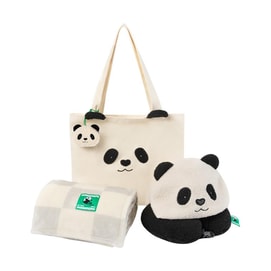 THE BEAST野兽派 旅行小憩套装 毯子帆布袋颈枕 熊猫嘭嘭PANDA POMPOM 