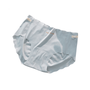 【中国直送】Bonas アイスシルク シームレスブリーフ ミッドウエスト 薄手 通気性ショーツ ホワイト 3Mコード