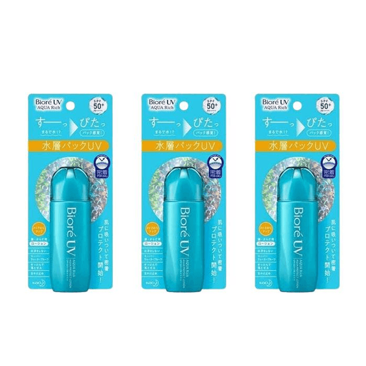 Biore UV AQUA Rich ウォーターリーエッセンス 50本セット Biore UV Aqua Rich Water Essence SPF50+ - 70ml X 3 Value Pack