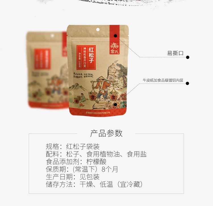安徽詹氏 【年貨必備】東北原味開口紅松子188g