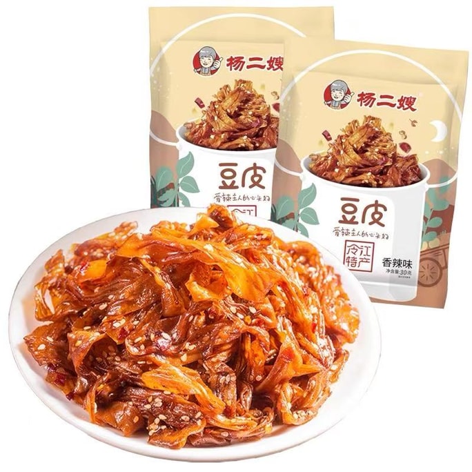 Yang Ersao Spicy Tofu Skin, 8 packs, 240g - Hunan Specialty, Spicy Tofu Skin, Hand-Torn Spicy Slices, Snack for Office and Dormitory