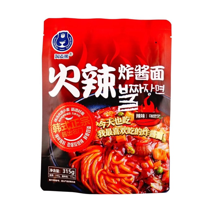 淘麦熊 韩式火辣炸酱面 速食方便面 辣味 315g