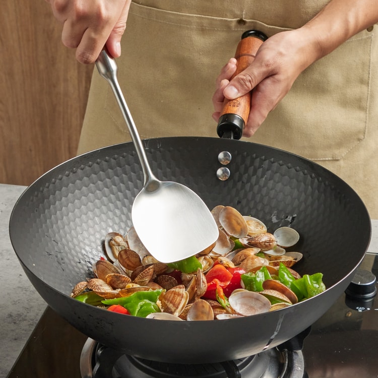 邦楽 NINO GREASY SPOON VMCH-1038 WANGYUANJI 2-Piece Rosewood Handle 304 Stainless Steel Kitchen Set