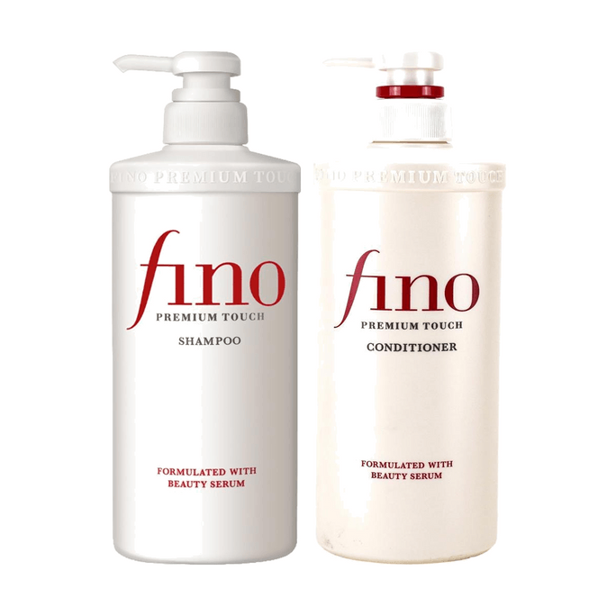 日本FINETODAY FINO芬濃 透潤美容液洗髮露 柔潤順滑 550ml×1 + 透潤美容液護髮素 柔潤順滑 550ml×1【2份超值組合裝】