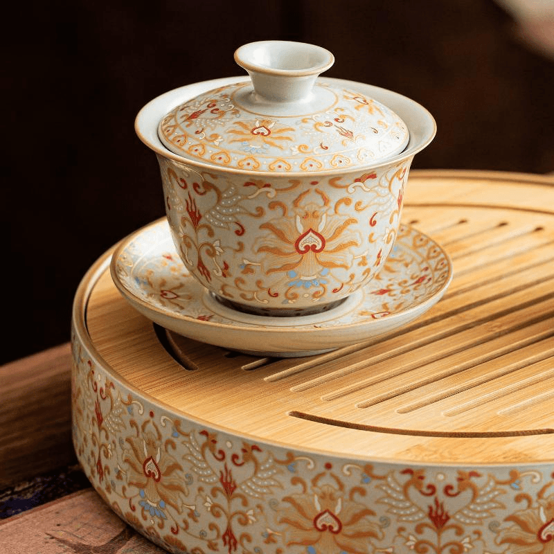 中國直郵】 一品仟堂汝窯唐韻三才蓋碗中式陶瓷敬茶杯碗高檔功夫茶具11