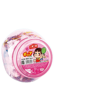 [중국 직배송] 일본산 후지야 과일맛 롤리팝: 멜론, 오렌지, 포도, 복숭아. 인기 있는 통 크기 간식 캔디로, 통당 약 60개의 롤리팝이 들어 있습니다.