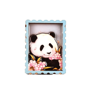 Chengdu Giant Panda Base Official Flower Wooden Magnetic Refrigerator Sticker Falling Flower Shy Face 60 * 80mm