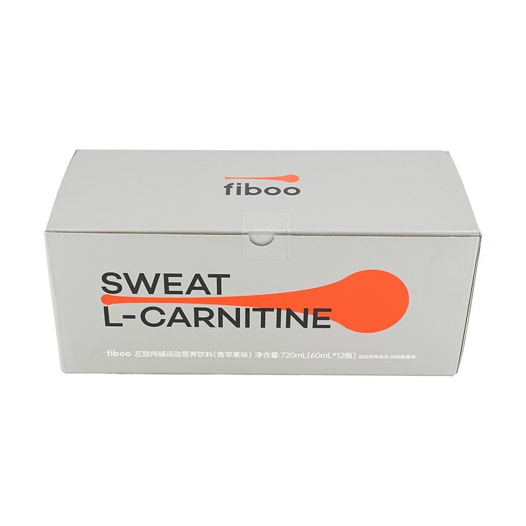 FIBOO Sweat L-Carnitine Liquid Fitness Nutrition Drink 12 Bottles/Box, #Green Apple Flavor 【Take One Before Exercise】
