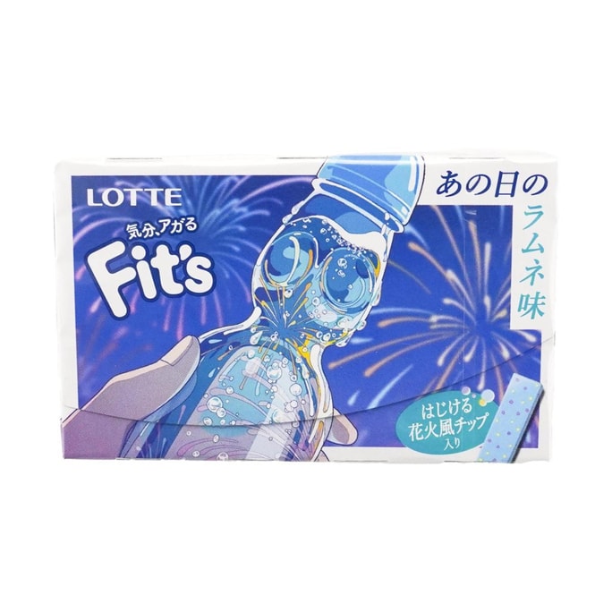 日本LOTTE乐天  Fit's 古早弹珠汽水味口香糖 含花火脆片跳跳糖 12枚入