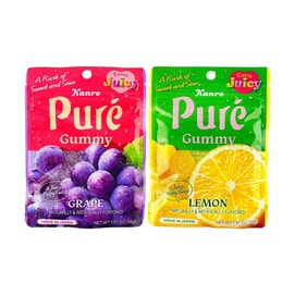 Kanro Pure Gummy Candy,Grape+Lemon Flavor,Sour Powder ,1.97 oz*2【2 Flavor Combo Packs】【Cute Heart-Shaped】【Japan Trendy】