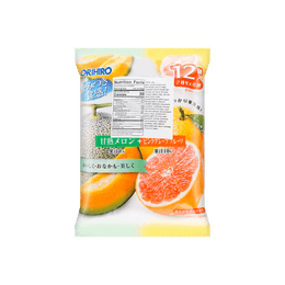日本ORIHIRO 低卡高纤蒟蒻果汁果冻 双拼口味  哈密瓜+西柚味 12枚装 240g